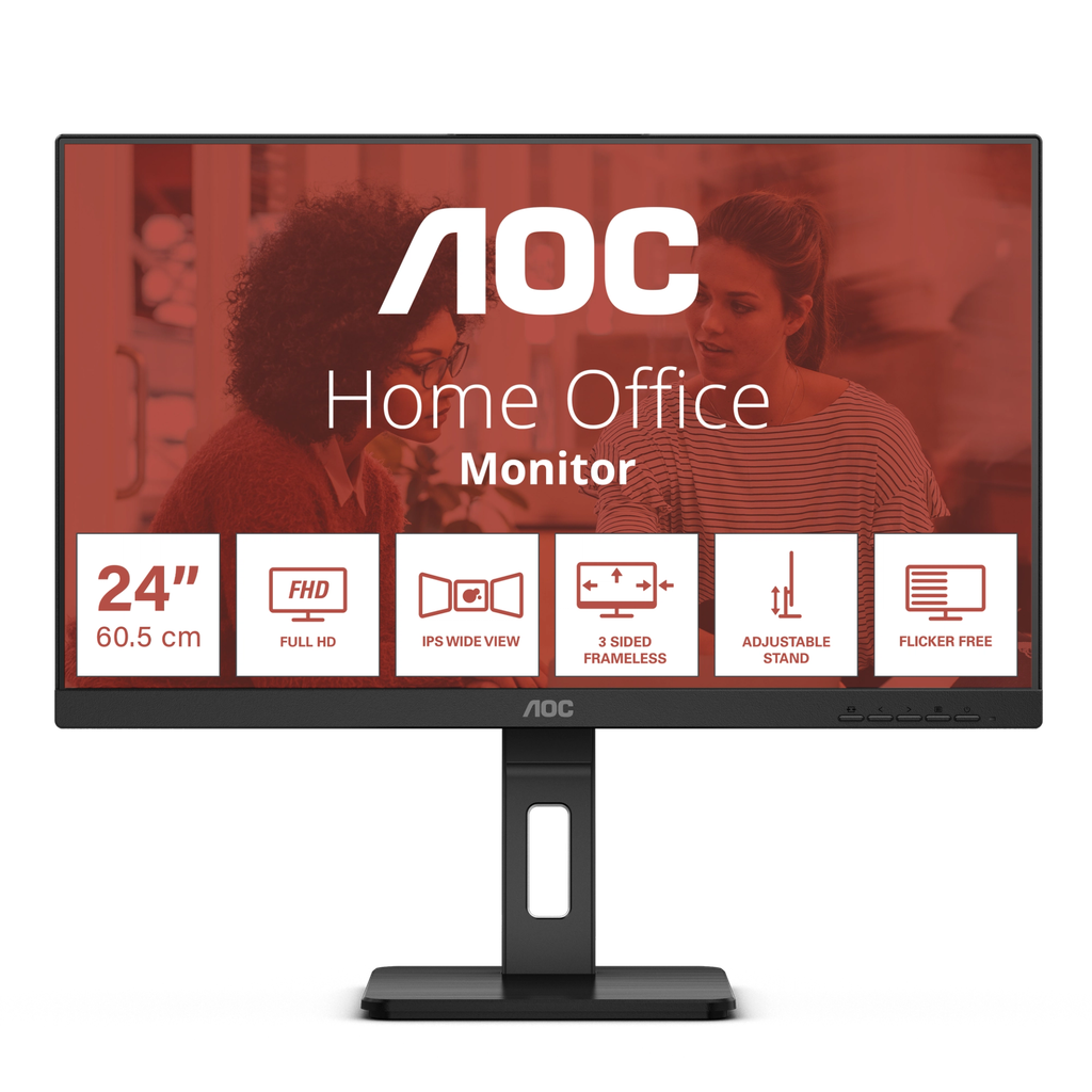 MONITOR LED 23,8" AOC 24E3QAF 4MS IPS FHD DP HDMI VGA ALTAVOCES (REGULABLE)