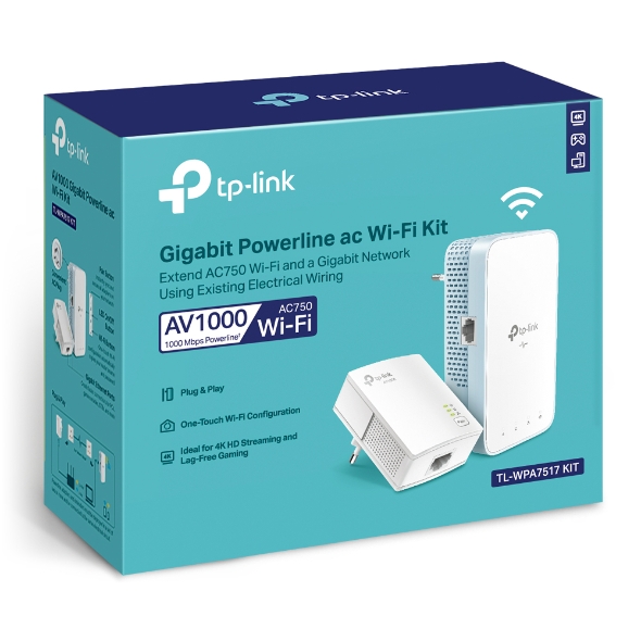 PLC WIFI AV1000 AC1200 TP-LINK TL-WPA7517KIT (GIGABIT) (4K)