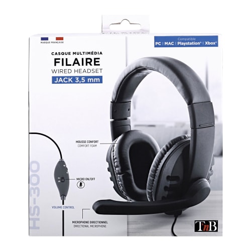 AURICULARES DIADEMA CON MICRO TNB HS-300 CONTROL VOLUMEN / MUTE (CABLE 2M) (JACK 3.5)