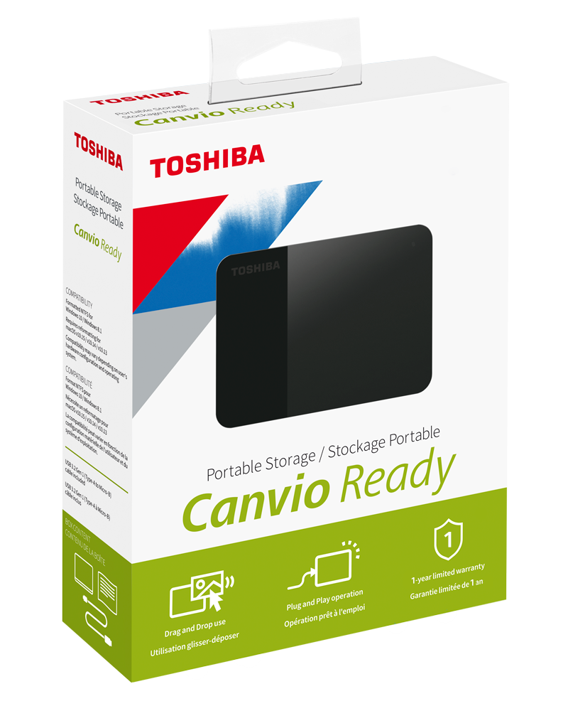 DISCO DURO EXTERNO 2,5" 2TB USB 3.2 TOSHIBA CANVIO READY SENSOR SHOCK HDTP320EK3AA (NTFS)