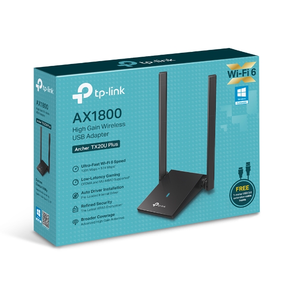TARJETA RED WIFI USB 3.0 AX1800 2 ANTENAS CABLE 1M TP-LINK ARCHER TX20U PLUS