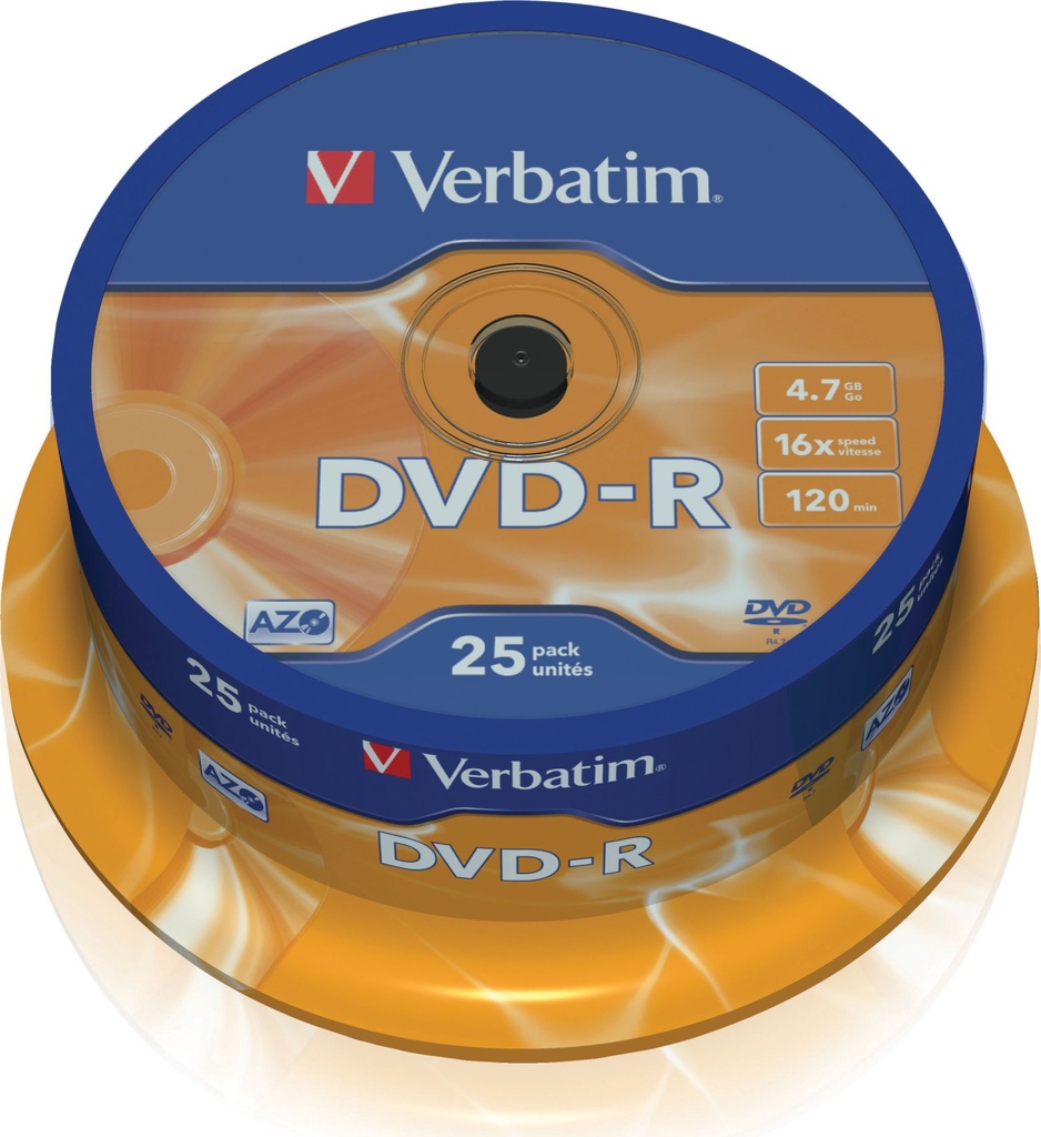 DVD-R VERBATIM TARRINA 25 UNIDADES 16X 43522 (+CANON)