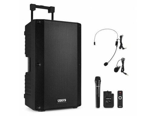 [Z013674] ALTAVOZ PORTATIL 15" VONYX VSA700-BP 1000W (AUX-BT-SD-USB) + MICRO + PETACA