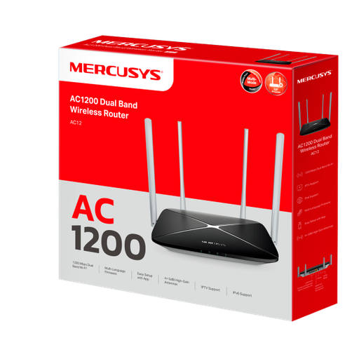 [Z013049] ROUTER WIFI AC1200 MERCUSYS AC12 (4 ANTENAS) (3 FAST)