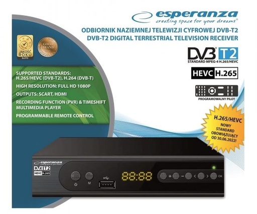 [Z013735] SINTONIZADOR TDT ESPERANZA EV106P HDMI SCART USB (2x PILAS AAA INCLUIDAS)