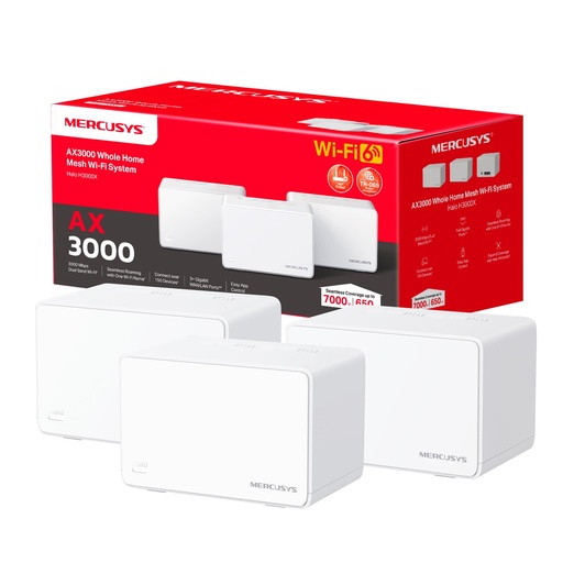 [Z014120] SISTEMA WIFI MESH AX3000 MERCUSYS HALO H3000X (650M²) (3xGIGABIT) (PACK 3)
