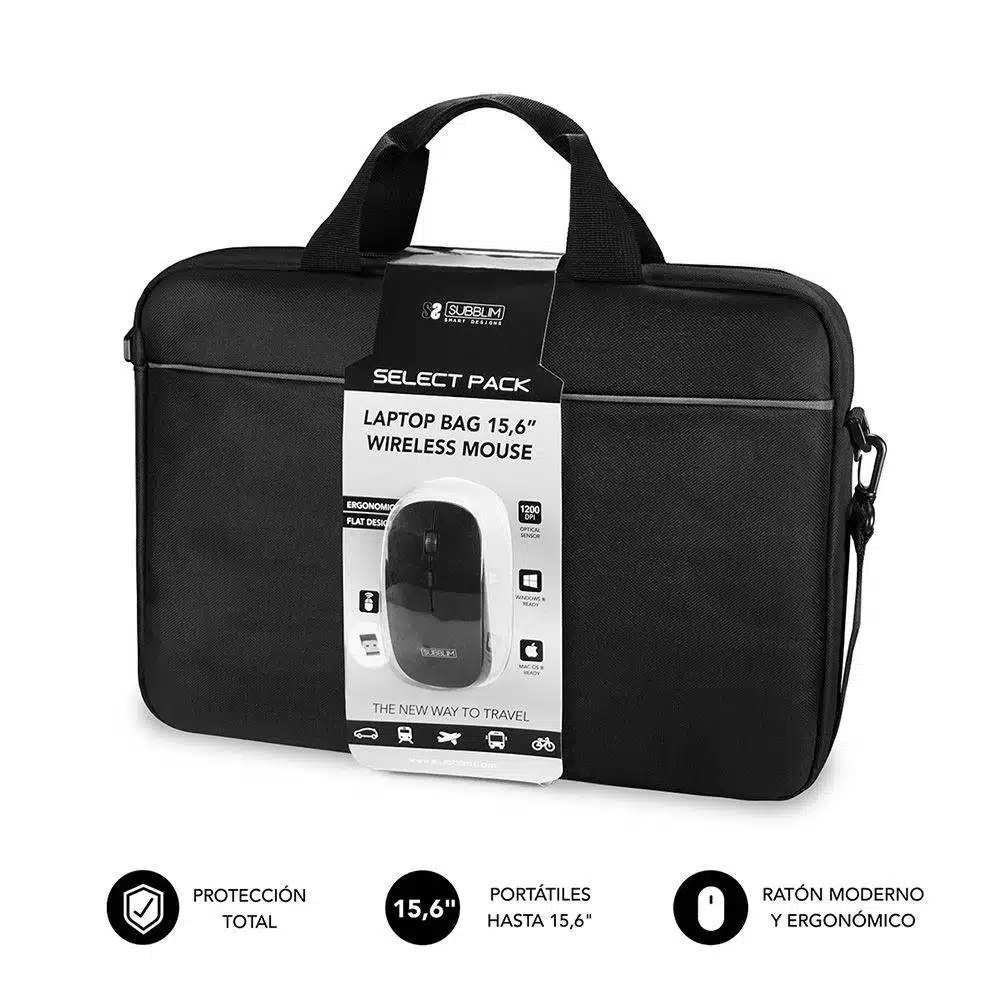 [Z014371] MALETIN PORTATIL 15,6" SUBBLIM + RATON INALAMBRICO SLIM SUB-LB-2SP0050