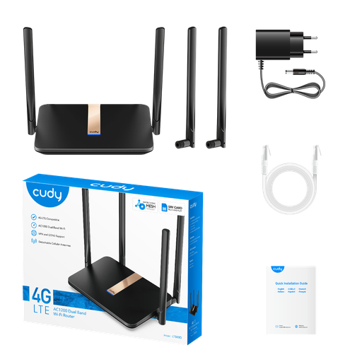 [Z021260] ROUTER WIFI AC1200 CUDY LT500D 4G LTE SIM (4 ANTENAS) (4 FAST)