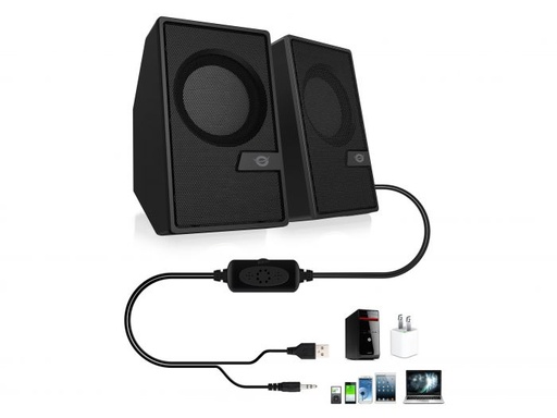 [Z021454] ALTAVOCES 2.0 BLUETOOTH 5.0+JACK 3,5MM CONCEPTRONIC BJORN02B 6W ALIMENTACION USB