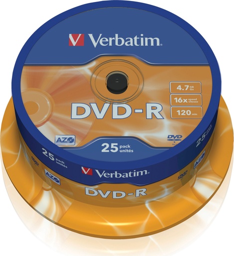 [Z010029] DVD-R VERBATIM TARRINA 25 UNIDADES 16X 43522 (+CANON)